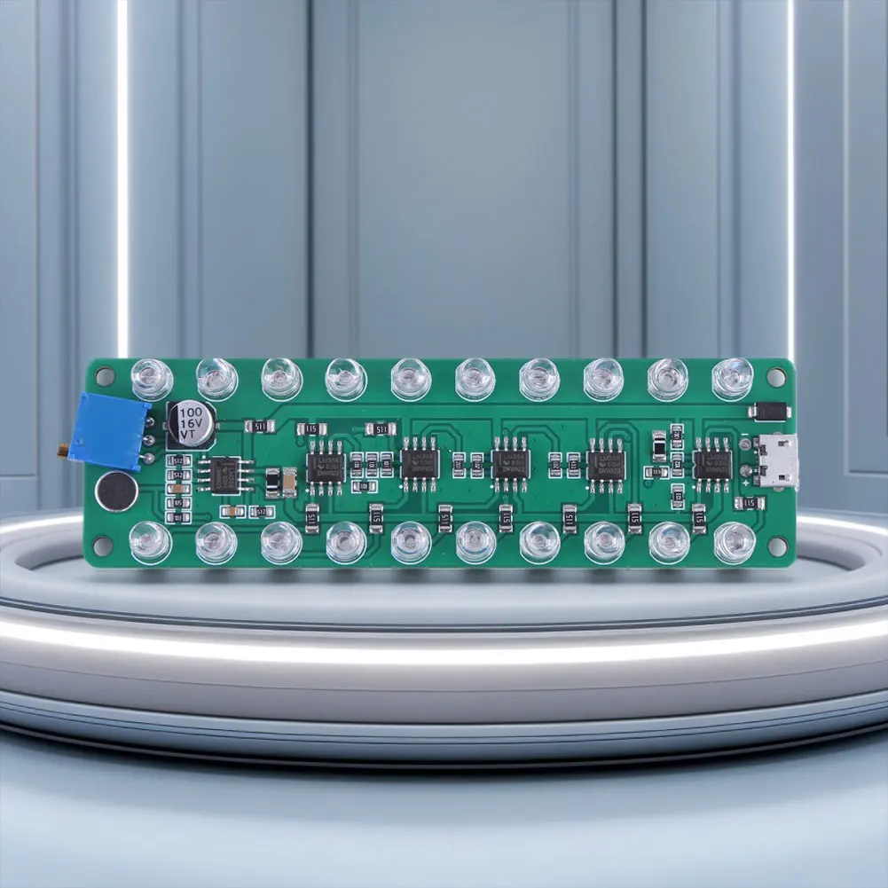 الاستشعار الصوتي الطيف تيار مستمر 5 فولت-12 فولت الصوت مكبر كهربائي مستوى متر الصوت LED أضواء لحن مستوى الصوت الموسيقى الطيف متر