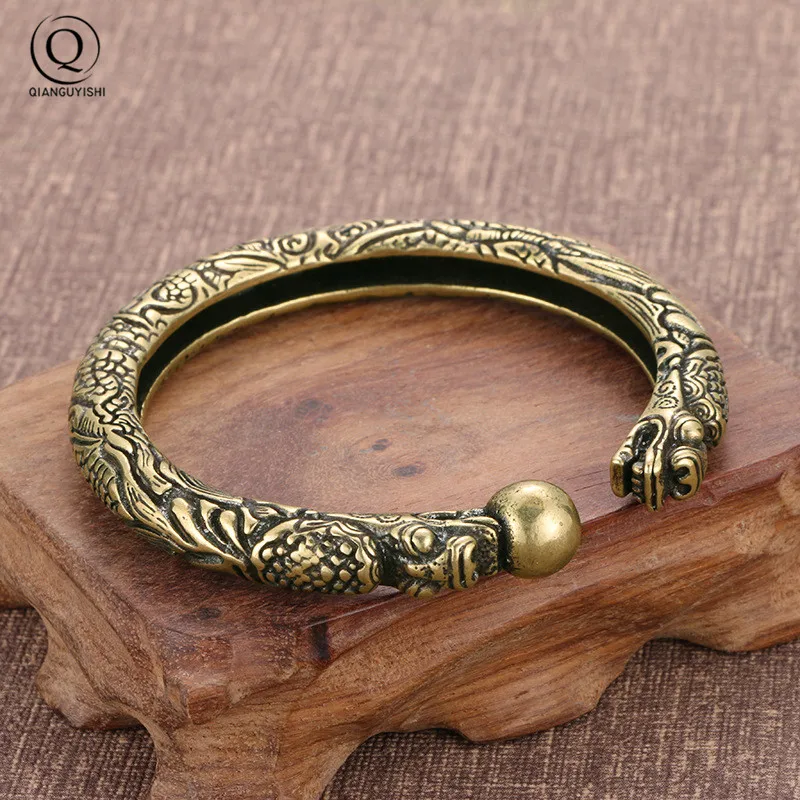 Vintage Brass Dragon Bracelet Jewelry Fashion Accessories Punk Men Link Chain Wristband Cuff Bracelets For Women Bangles Jewelry