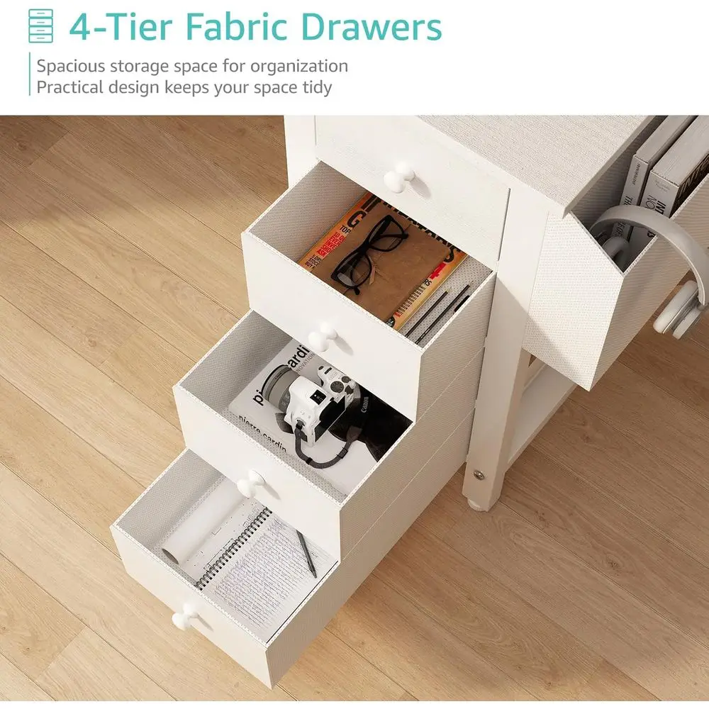 White L Shaped Computer Desk with Ders & Storage Shelves, 47 Inch Reversible Desk with Power Outlet or Home Oice Bedroom, L-Shap - view 5