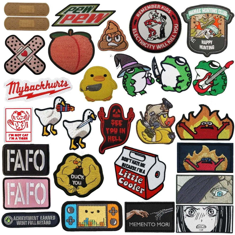 Woundplast Cat  Hook&Loop Patch Tactical Stickers Embroidery Patches for Backpack Juicy Peach Morale Supplies for Clothing