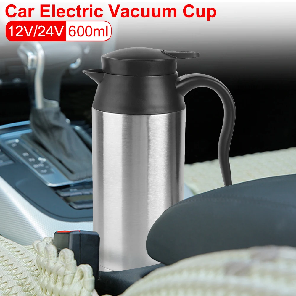 600ml Stainless Steel 100W 200W Water Coffee Milk Thermal Mug Electric Heating Car Kettle Vehicle Heating Cup ​12V 24V