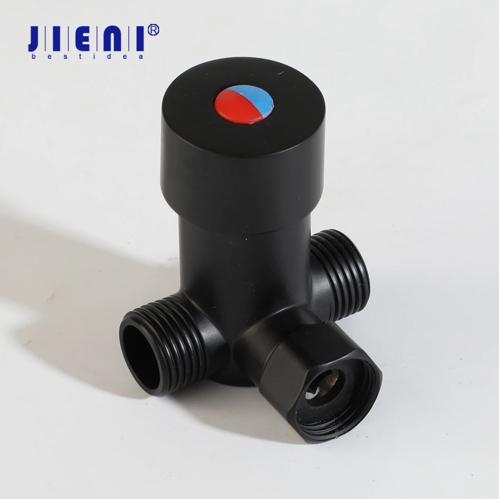 

JIENI Matte Black Stainless Steel Angle Valve Hot Cold Water Thread Triangle Valve Toilet Connection Water Pressure Regulator
