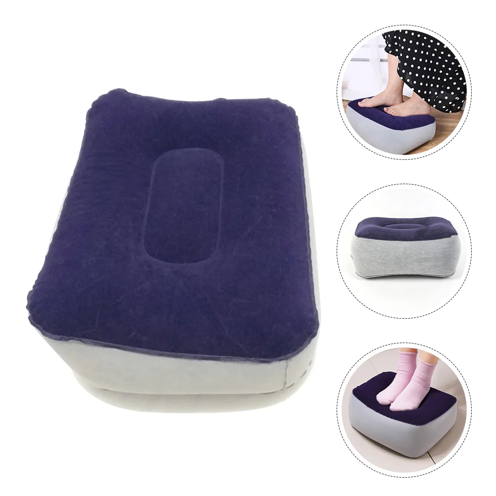 Inflatable Flocking Mats Car for Airplane Chair Extender Travel Foot Rest Portable Footrest Pvc Pillow Cushions