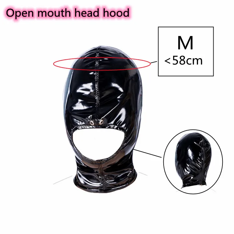Sexy Lack leder Fetisch Kapuze exotische Voll maske für Frauen Männer Cosplay Party Spiele Kostüme mit Reiß verschluss verstellbar 2 Größe