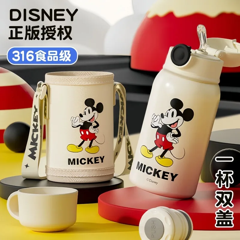 Disney Mickey Lotso Donald Duck Judy Cartoon Cute Children's Straw Thermos Cup Kawaii Large Capacity Portable Straw Cup Gift