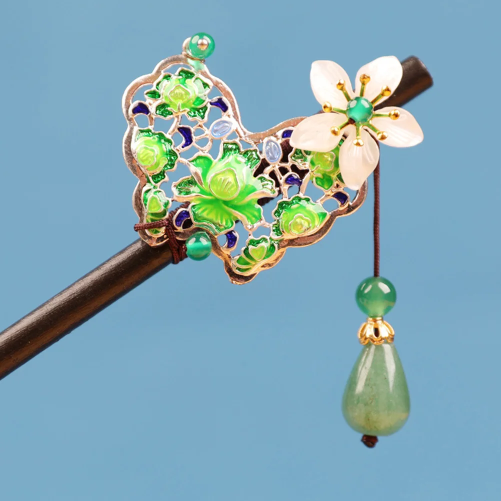 

Vintage Wooden Stick For Women Floral Tassel Chopstick Smooth Lightweight Bun Accessories Hair Fork Cosplay Costume