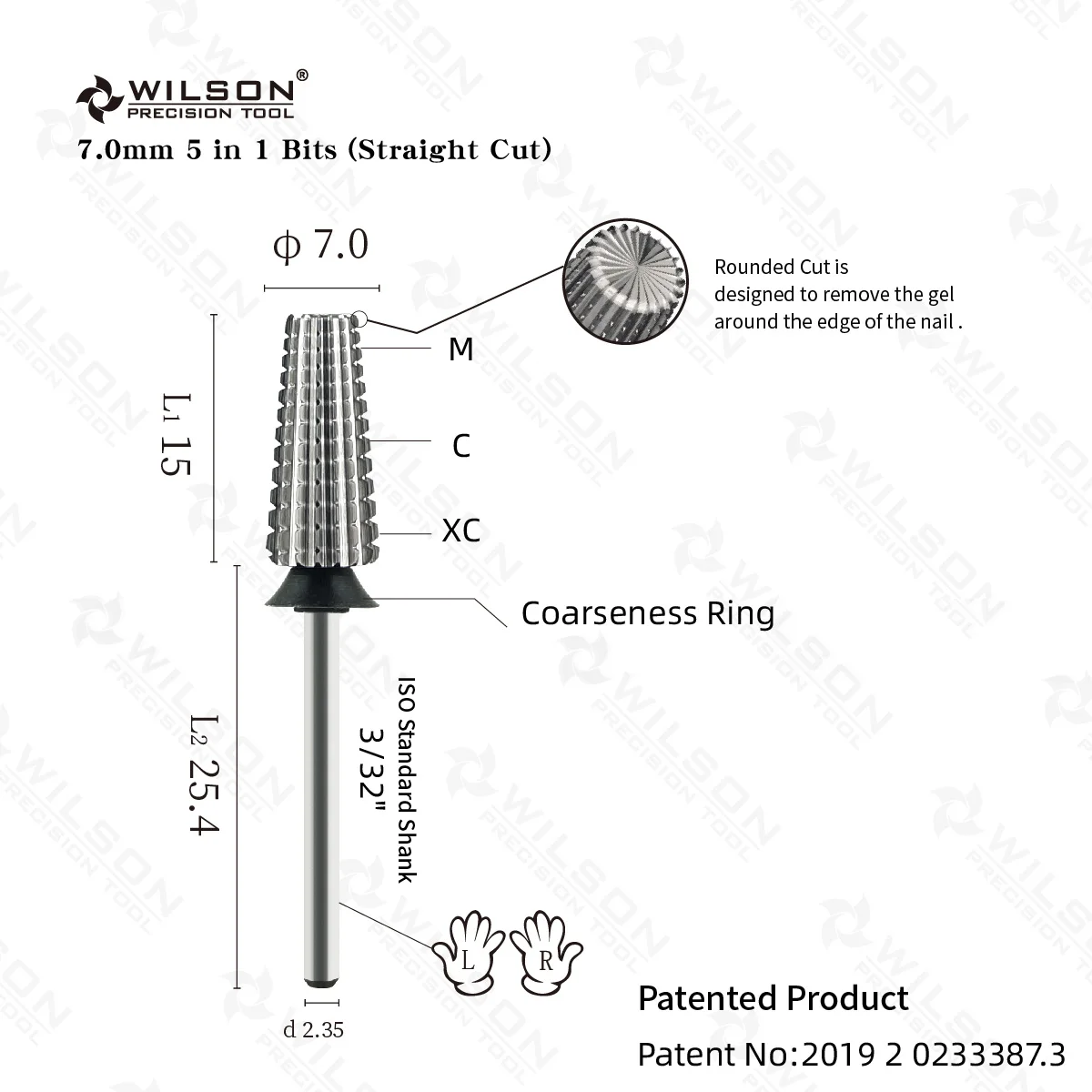 Wilson 7.0Mm 5 In 1 - Bits (Recht Gesneden 2 Manier)-Gereedschap Nagels Snijders Voor Manicure Boor Bits Nagels Accessoires Verwijderen Harde Gel