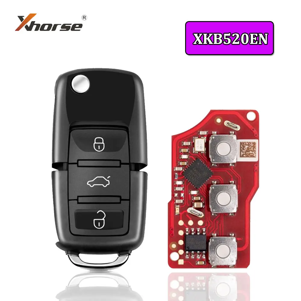 

Универсальный дистанционный ключ Xhorse XKB520EN, 5 шт., для VW B5 Flip, 3 кнопки, проводной дистанционный ключ второго поколения, замененный XKB501EN