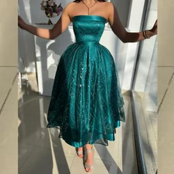 Customized es Draped Sequined Homecoming A-line Strapless Bespoke Occasion Gown Knee Length Dresses