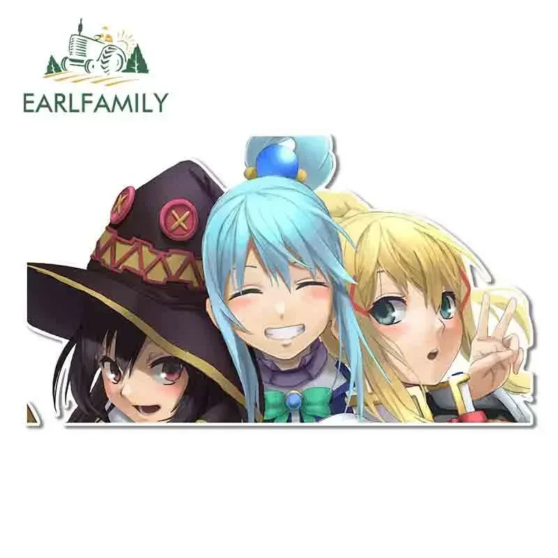 EARLFAMILY 13 cm x 7,4 cm für lustige Aqua Darkness und Megumin Vinyl-Autoaufkleber, Anime, DIY, Persönlichkeit, Laptop, Auto, Autotür, Aufkleber