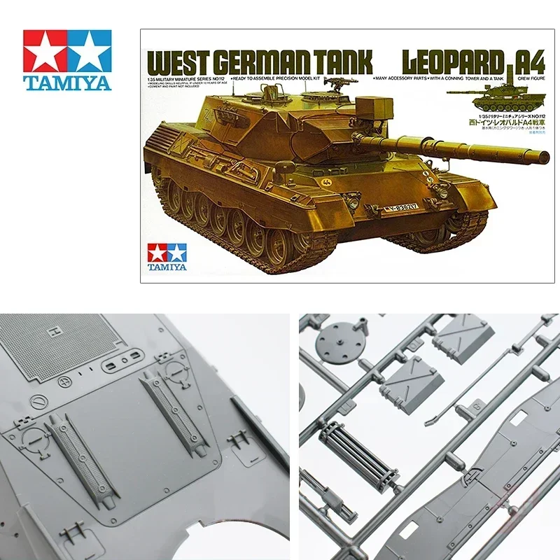 TAMIYA 35112 1/35 West German Tank Leopard A4 Military Assembled Scale Model Kit DIY Toy, Collection Birthday Gift