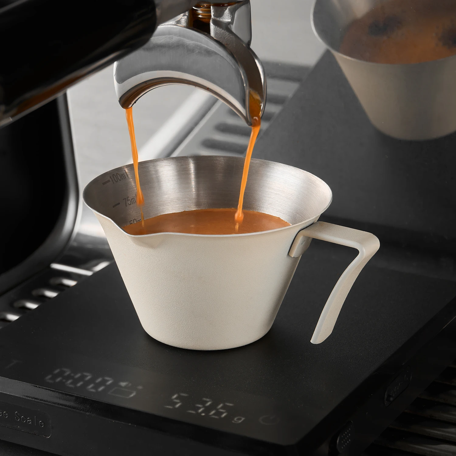 100 مللي كوب استخراج الإسبريسو 304 الفولاذ المقاوم للصدأ مع مقياس سميكة رائعة أونصة فنجان القهوة اكسسوارات المطبخ مقهى المنزل #1