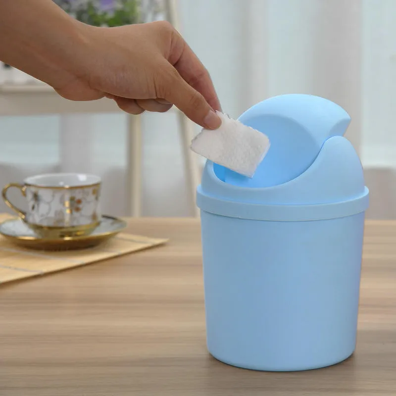 

Mini Waste Bin Desktop Home Garbage Basket Table Trash Can Swing for Home Office Table Trash Can Small Waste Bin Office Supplies