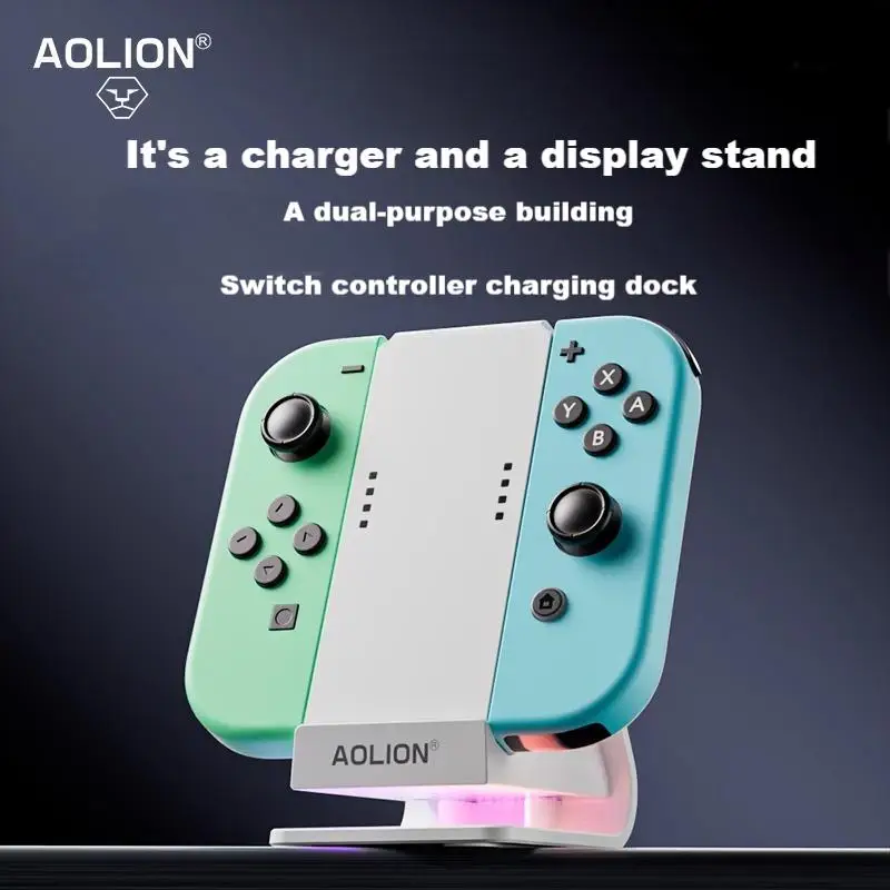 Aolion Mini Charging Dock Grip with RGB Stand Type-C Port For Nintendo Switch Joy-con Charging Station For Switch Accesso