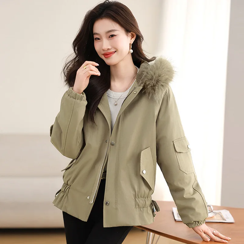 Women's 2023 Winter New Short Jacket With Plush And Thickened Coat, Robe Small Men, Cotton Coat For Warmth, Overcoming The