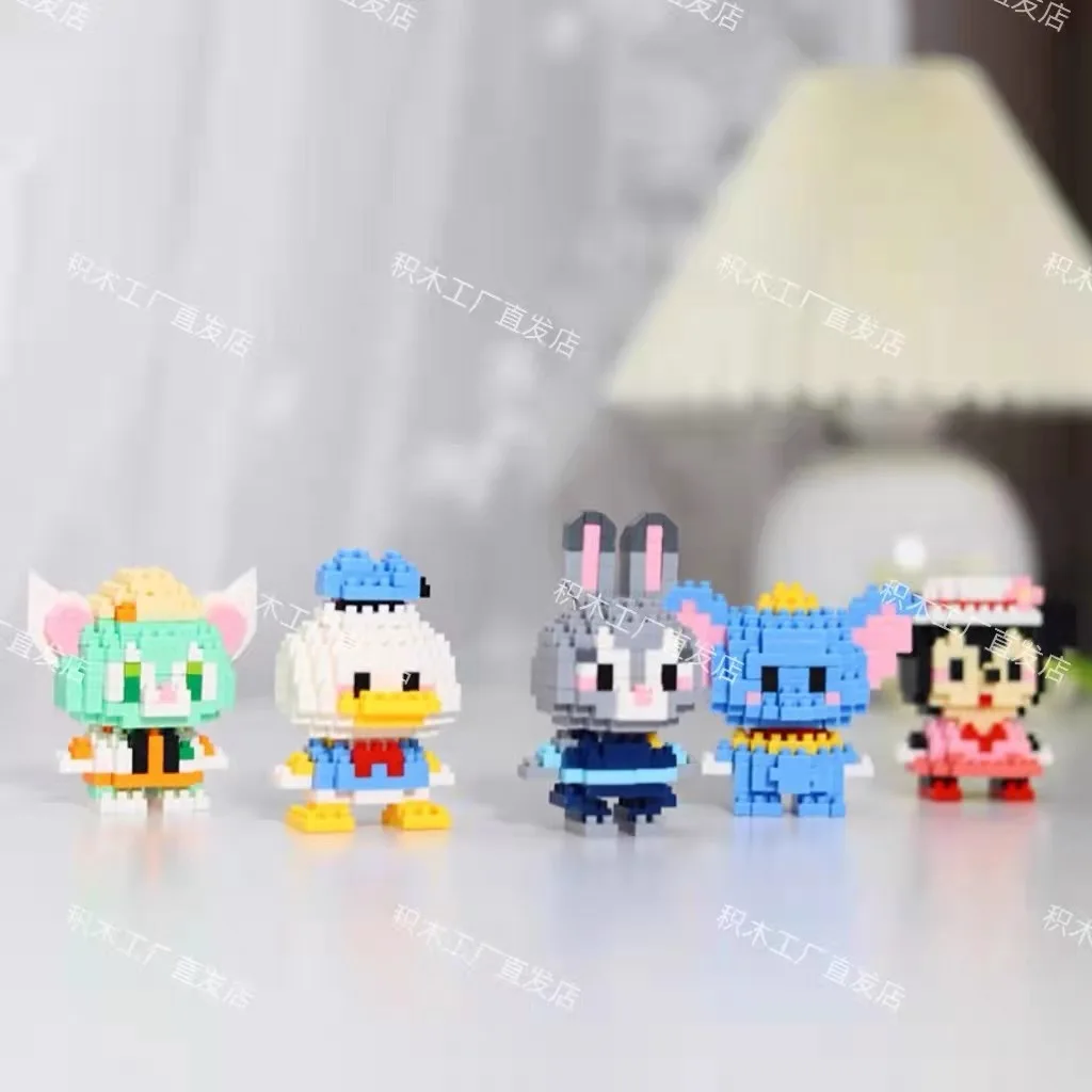 Stitch Disney Princess Toy Building Block Mini Action Figure Doll Model Mickey Mouse Blocks Toys Bricks Assemble Toys Kids Gifts