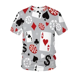 Fashion New Fun Poker graphic t shirts For Men Summer Casual Printed Round Neck Oversized t shirt Personality Trend Tees Tops