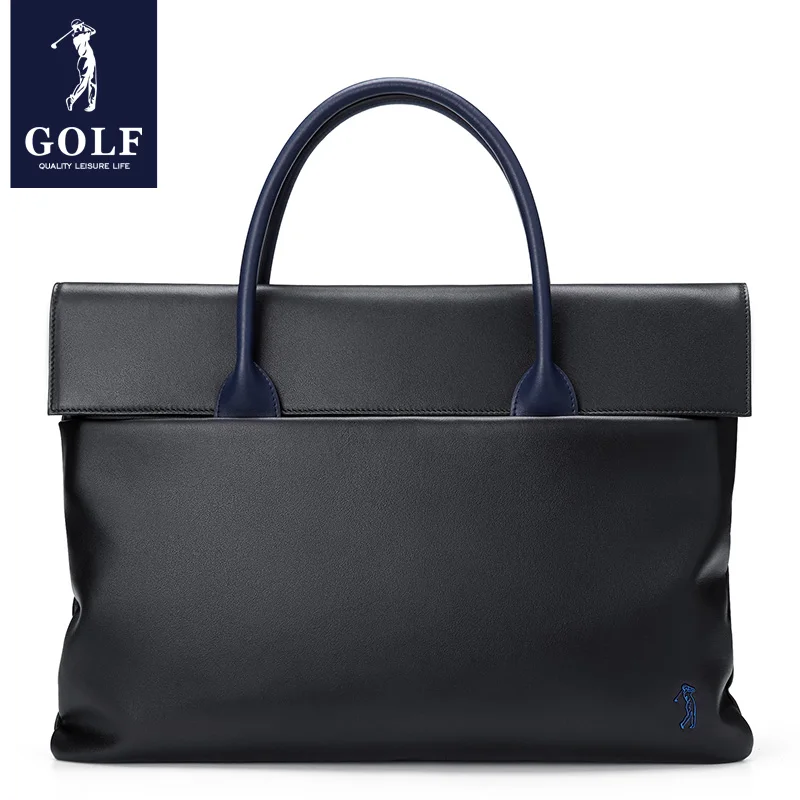 Valigetta da GOLF borsa da lavoro in vera pelle da uomo semplice e di grande capacità borsa per computer portatile in pelle bovina con strato superiore casual