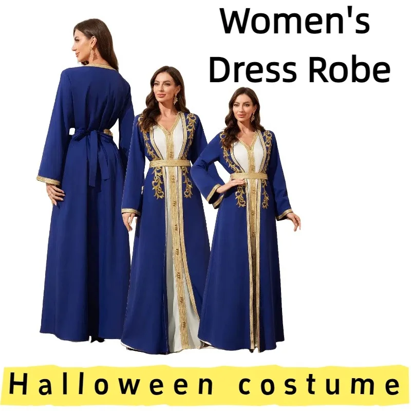 

Middle Eastern Women's Formal Robe Dress with Embroidered Trim for Weddings Banquets Formal Ceremonies Cultural Events
