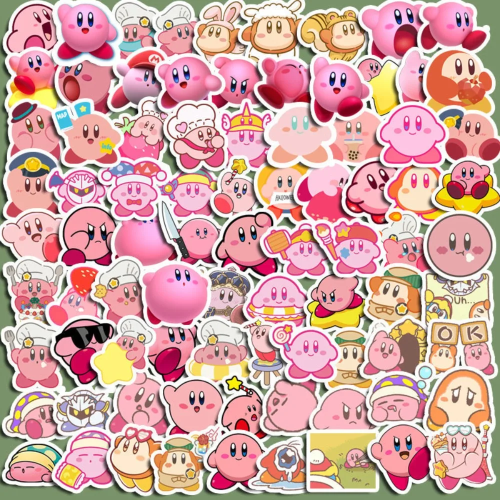 

100pcs/set Kirby Cute Mini Cartoon Graffiti Stickers Phone Guitar Laptop Notebook Suitcase Cup Waterproof Sticker Kids Toy