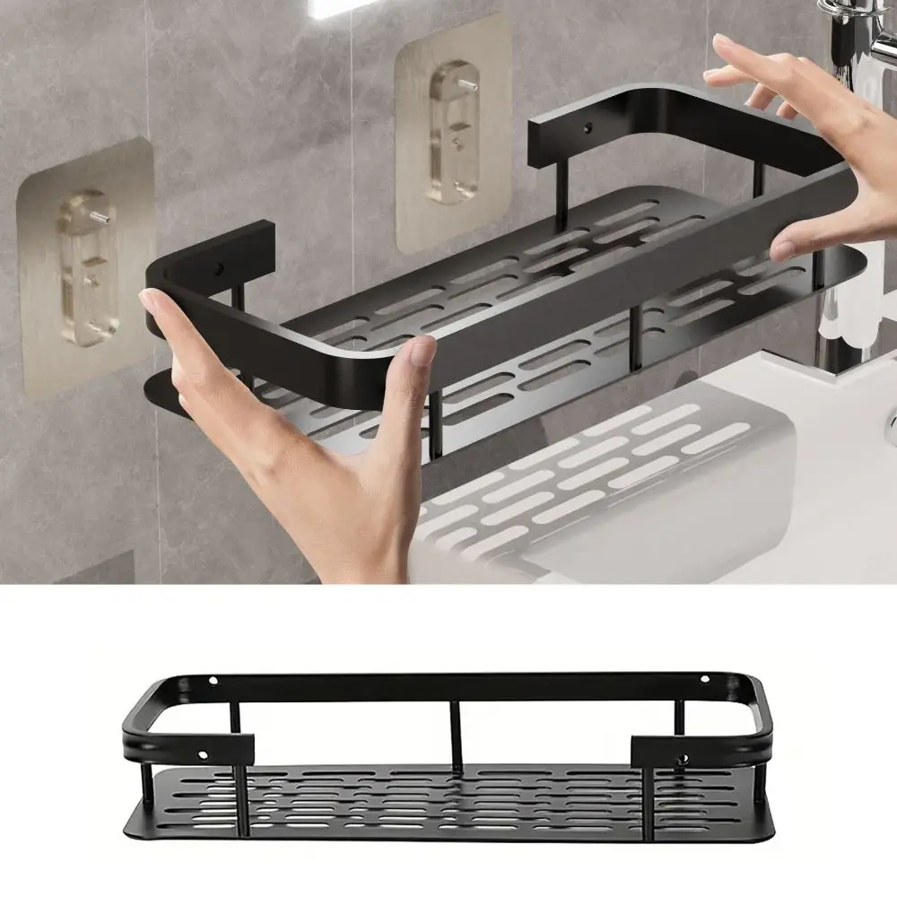 Large Capacity Bathroom Corner Shelf Durable Rustproof Makeup Storage Organizer Easy Install Wall Mount