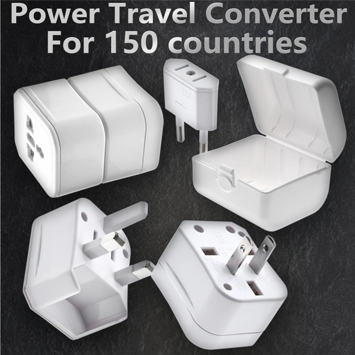 white Universal Travel Adapter Plug All In One Adapter with EU US UK AU Plug Global Travel Power Charger Sockets Converter suit
