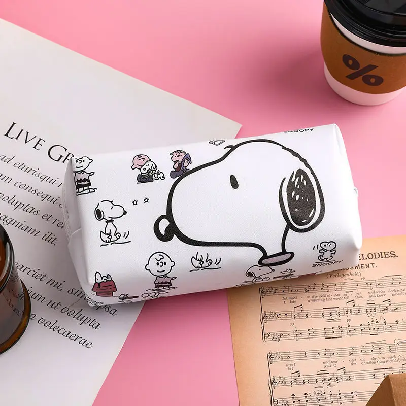 

Snoopys Pencil Case Student Large-capacity Anime Cartoon Stationery Storage Bag Waterproof Leather Pencil Case School Supplies