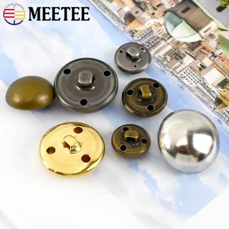 10/20 pz Meetee 15-25mm metallo dorato bottone cappotto rotondo fungo gambo bottoni per vestiti fermagli decorativi accessorio per cucire fai da te