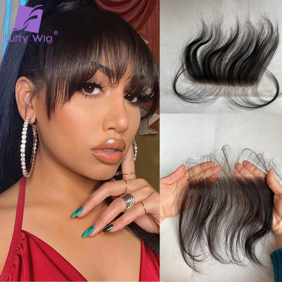 HD Lace Fringe Bangs Invisible Hairline 6x1 Virgin Human Hair For Women Reusable Swiss Lace Edges Hairpieces With Baby Hair