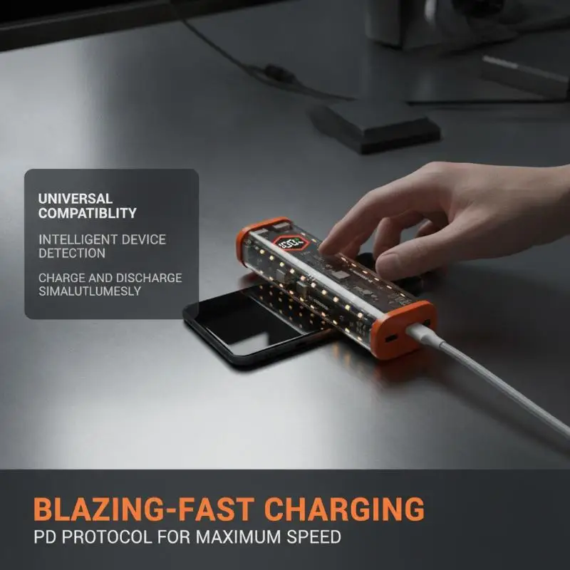 DIY Transparent Shell 4*21700 Power Bank Holder Portable External Battery Pack With LED Display For Android Phones