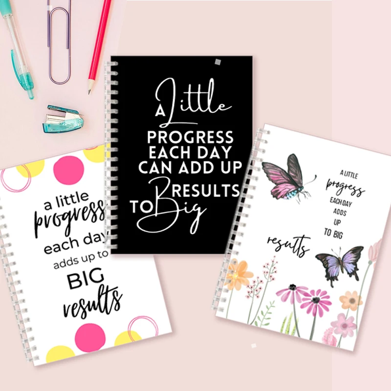 

Spiral Notebook Inspirational Quote | A Little Progress Each Day Can Add Up To Big Results | Mental Health Motivational Journal