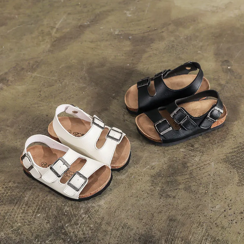 Spring summer Child Cork Sandals Boys Girls Parent-child Sandals Breathable Beach Shoes Casual Sandals PU Material Rubber Sole