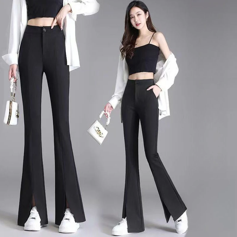 الشتاء رشاقته الدافئة عالية الخصر المرأة واسعة الساق مضيئة Capris السراويل للنساء OL مكتب بناطيل ضيقة امرأة بنطلون TT509