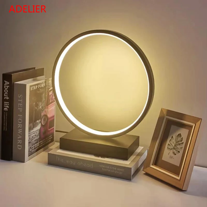 Dimmable LED Table Lamps Black White Ring Desk lamp for Home Living Room Bedroom Bedside Decor lamp Night Light EU/US/AU/UK plug