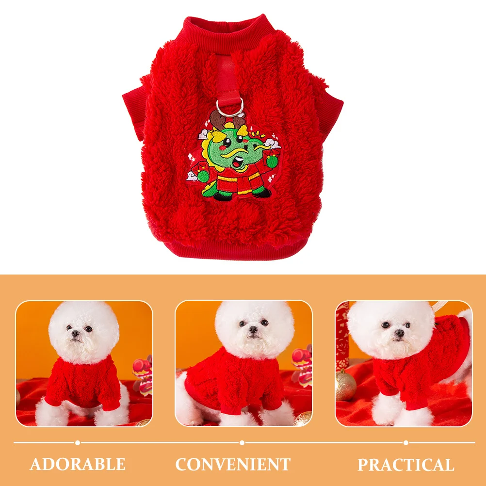 

Pet Dog Costume Chinese New Year Dragon Design Warm Winter Clothes Easy Wear Pet Clothes for Dogs Puppy Costume with Harness