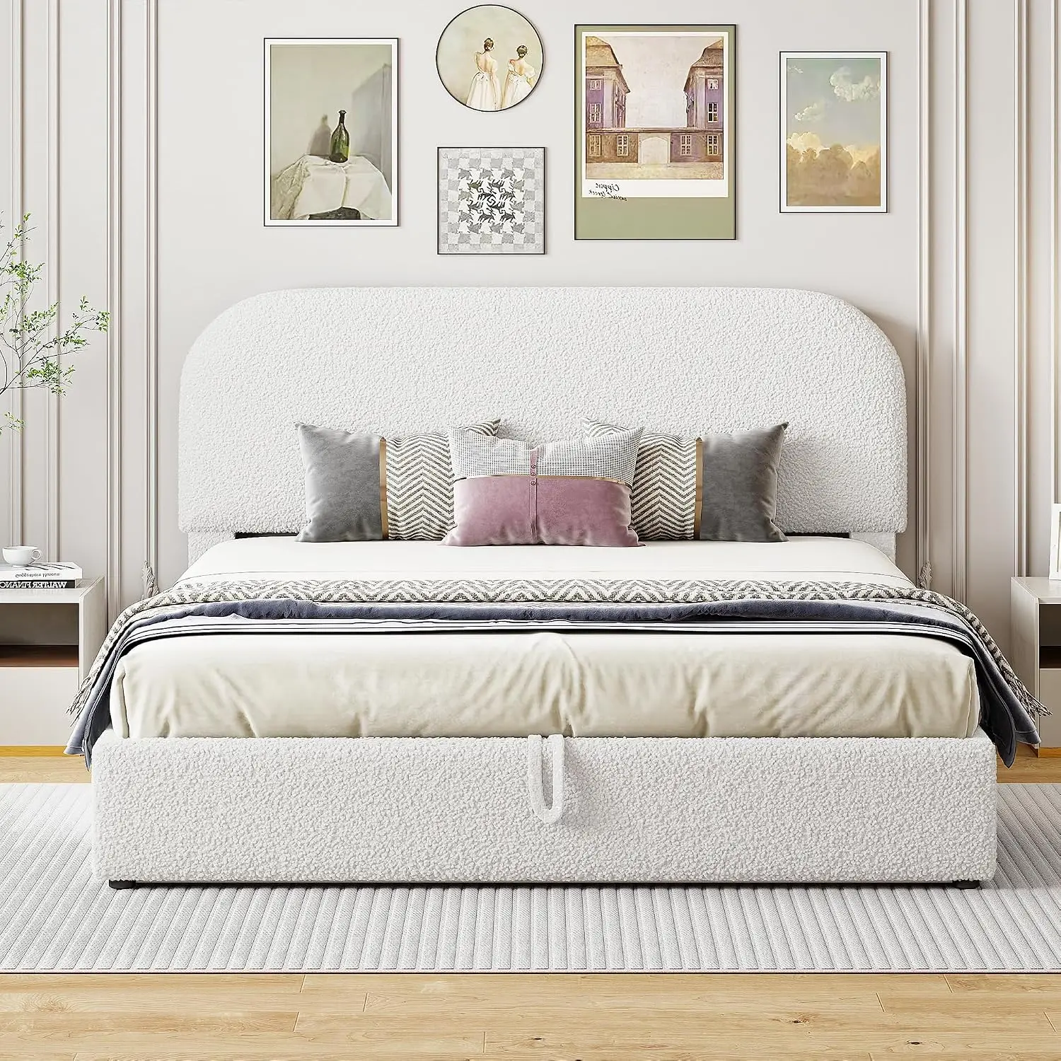 Teddy Teddy Fleece Upholstered Platform Bed with Hydraulic Lift Storage, Queen Size, Customized - Aliexpress Deal