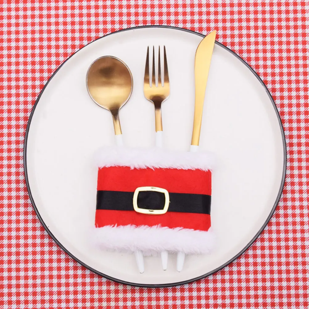 

4Pcs Christmas Napkin Rings Soft Cloth Reusable Santa Design Tableware Holder Holiday Party Decor Desktop Decoration Gift