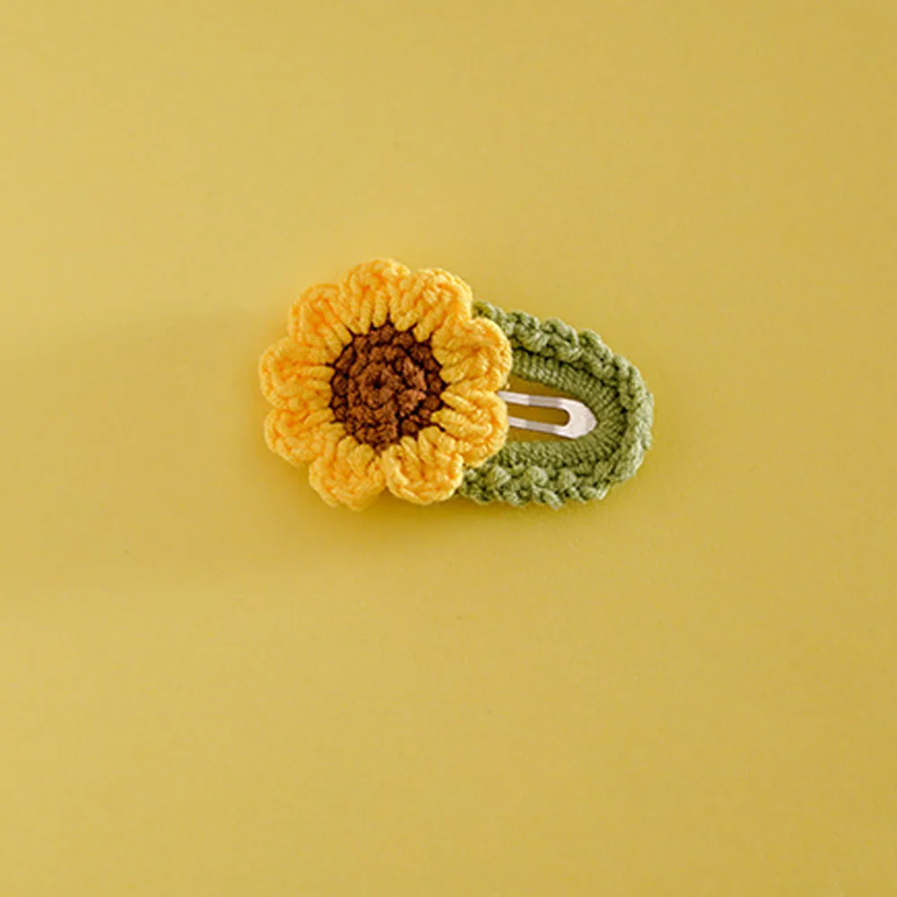 Tocado de algodón tejido a mano con flores de girasol para niños, tocado de ganchillo, pinza para el pelo, bonito regalo natural para amigos y niños, ZHEN-D