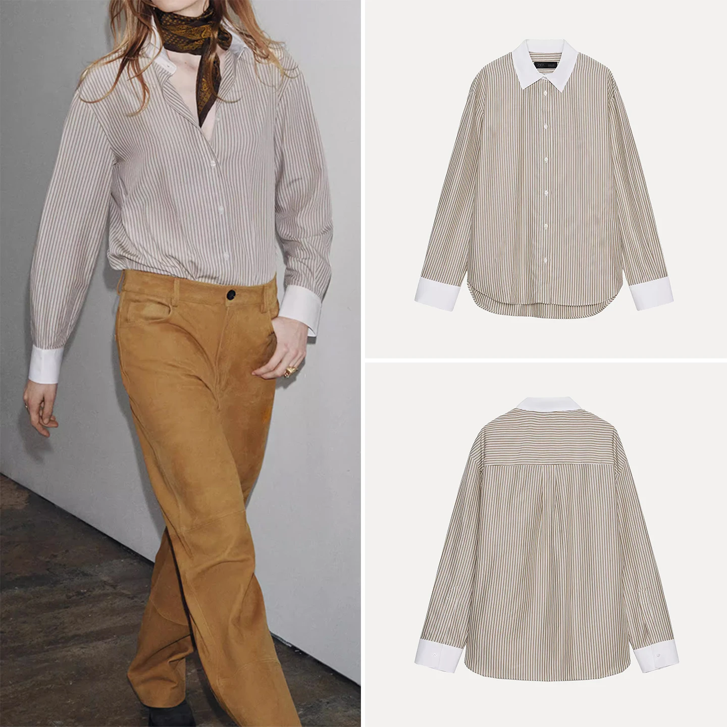 

Z женская повседневная полосатая цветная блузка Personali Sle Commute Faion, свободная посадка, длинное све, осеннее новое поступление