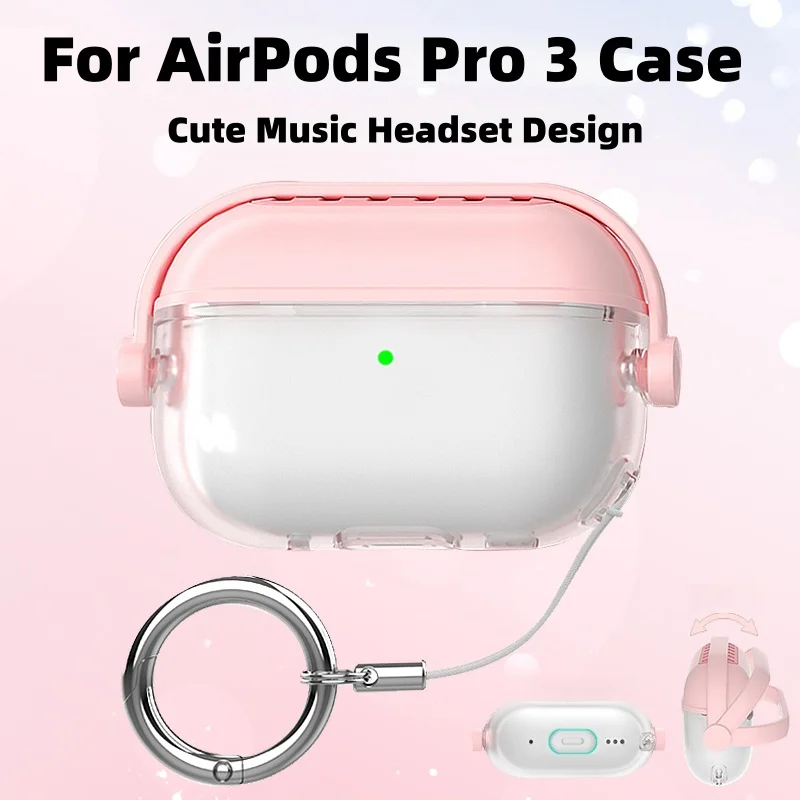 Per custodia AirPods Pro 3 con blocco sicuro Design carino per cuffie musicali con kit di pulizia Cover morbida in silicone per AirPods Pro 3