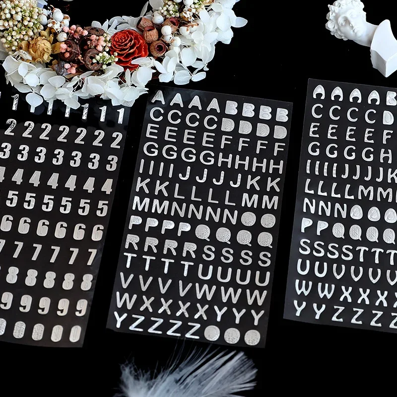 1pc Letter/Digital Bronzing Decorative Stickers Children Students Album Notebook Diary Journal Scrapbooking Decoration Sticker