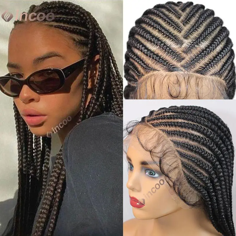 

Cornrow Synthetic Braided Wigs Full Lace Front Braided Wig Knotless Box Braiding Wig for Black Women Transparent Lace Braids Wig