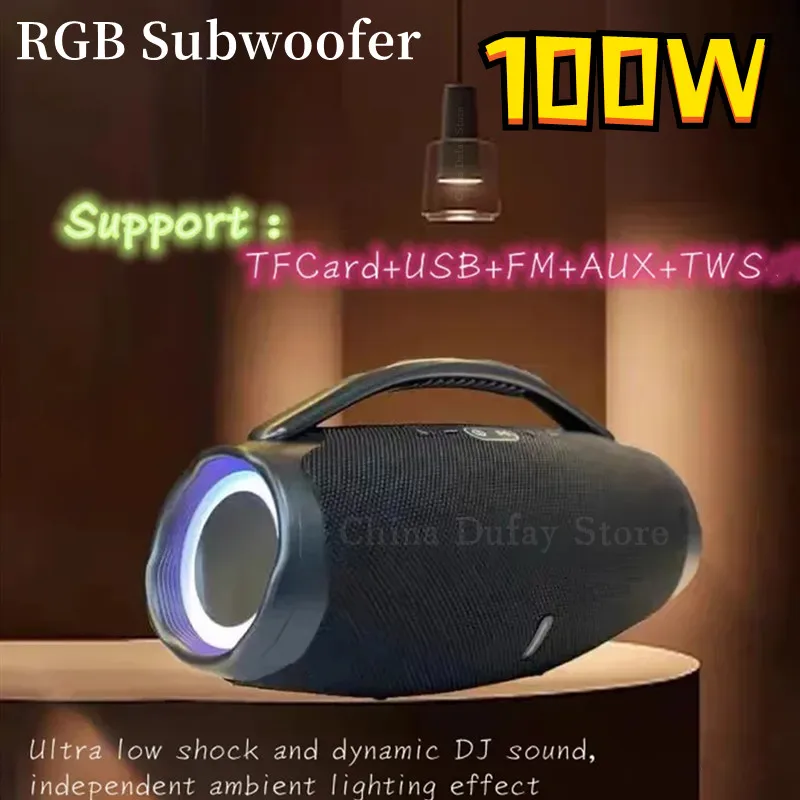 Wireless Bluetooth Speaker Music Center Waterproof Subwoofer TWS 100W high-power Portable RGB Light Effect 360 Stereo Surround