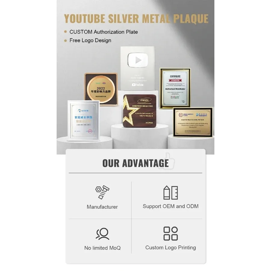 custom YouTube award Gold customized name YouTube play button award plaque