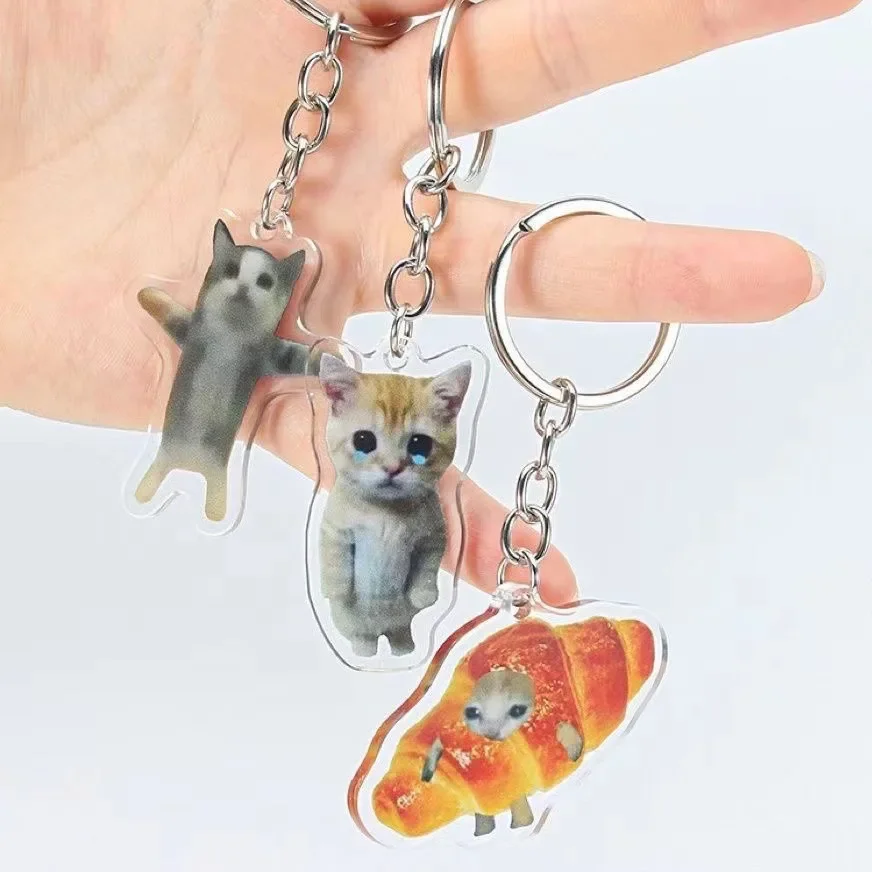 Peripheral Products Happy Cat Banana Cat Cartoon Acrylic Keychain Pendant Backpack Hanger Exquisite Brithday Present for Friend