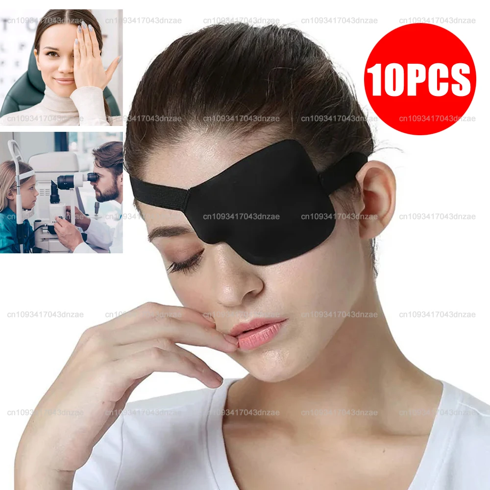 10Pcs Unisex Adjustable Concave Eye Patch Kid Pirate Cosplay Costume Black Single Eye Patch Washable Eye Patch Eyepatch 7x7.5cm
