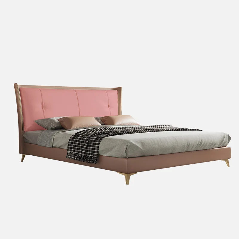 

Light luxury modern leather bed