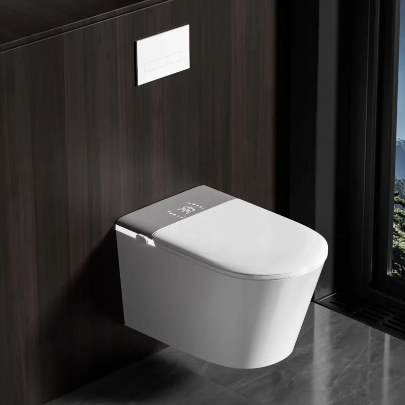 

Intelligent wall-mounted toilet P-type trap Frameless water tank Intelligent sensor Flushing remote control New design Automatic