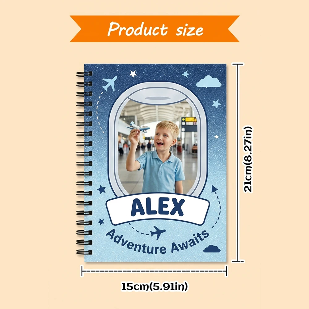 Custom Personalized Spiral Notebook,Custom Photo & Name Printing,Lined Writing Paper,Portable Notebook,Students,Back To School