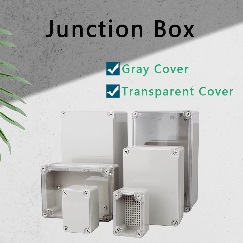 Outdoor Junction Box Housing Gray/Transparent Cover IP67 Waterproof ABS Enclosure Screw Cable Seal Plastic Cases for Electronic